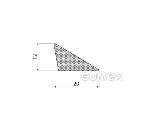 Mikroporézny profil trojuholníkový, 12x20mm, hustota 500kg/m3, EPDM, -30°C/+80°C, čierny